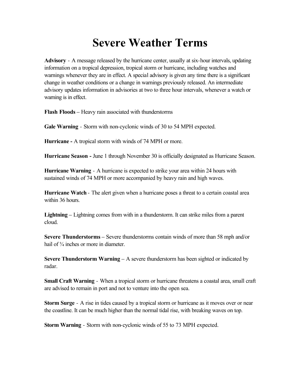 Severe Weather Terms .Pdf