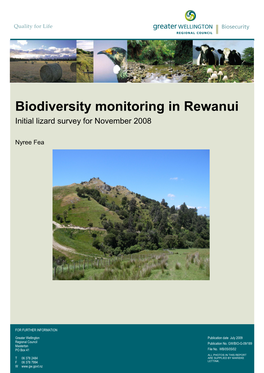 Biodiversity Monitoring in Rewanui Initial Lizard Survey for November 2008