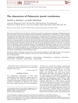 The Characters of Palaeozoic Jawed Vertebrates