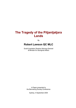 The Tragedy of the Pitjantjatjara Lands