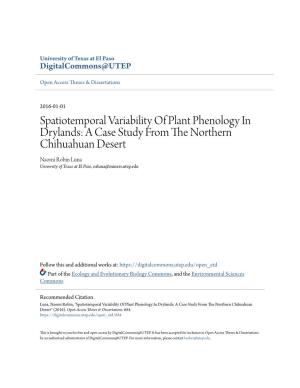 Spatiotemporal Variability of Plant Phenology