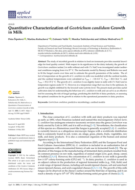 Quantitative Characterization of Geotrichum Candidum Growth in Milk