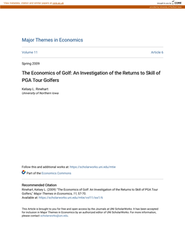 The Economics of Golf: an Investigation of the Returns to Skill of PGA Tour Golfers