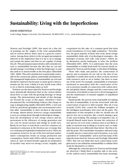 Sustainability: Living with the Imperfections