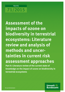 Assessment of the Impacts of Ozone on Biodiversity
