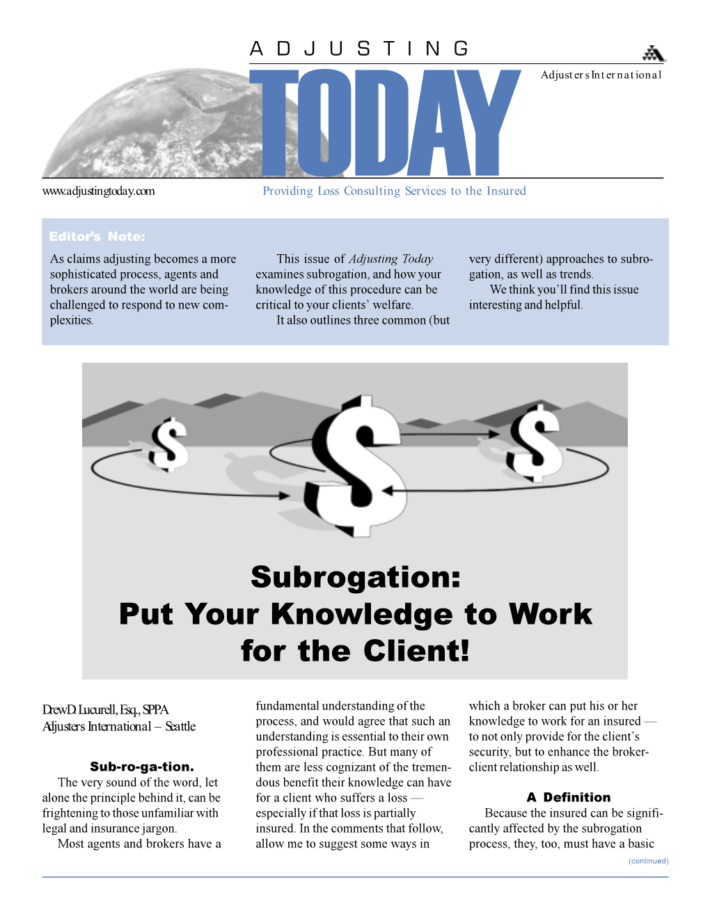Subrogation: Put Your Knowledge to Work for the Client!