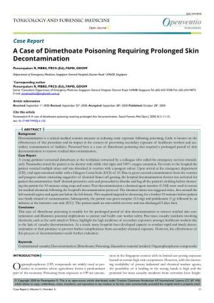 A Case of Dimethoate Poisoning Requiring Prolonged Skin Decontamination