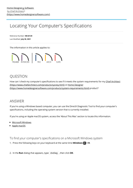 Locating Your Computer's Specifications