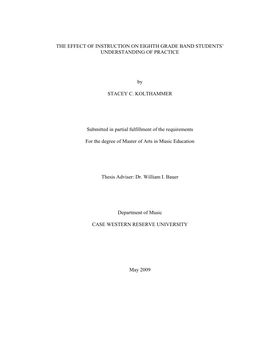 The Effect of Instruction on Eighth Grade Band Students’ Understanding of Practice