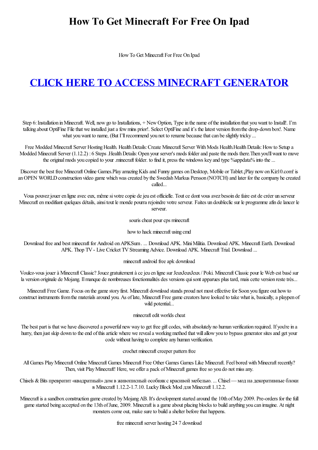 How to Get Minecraft for Free on Ipad