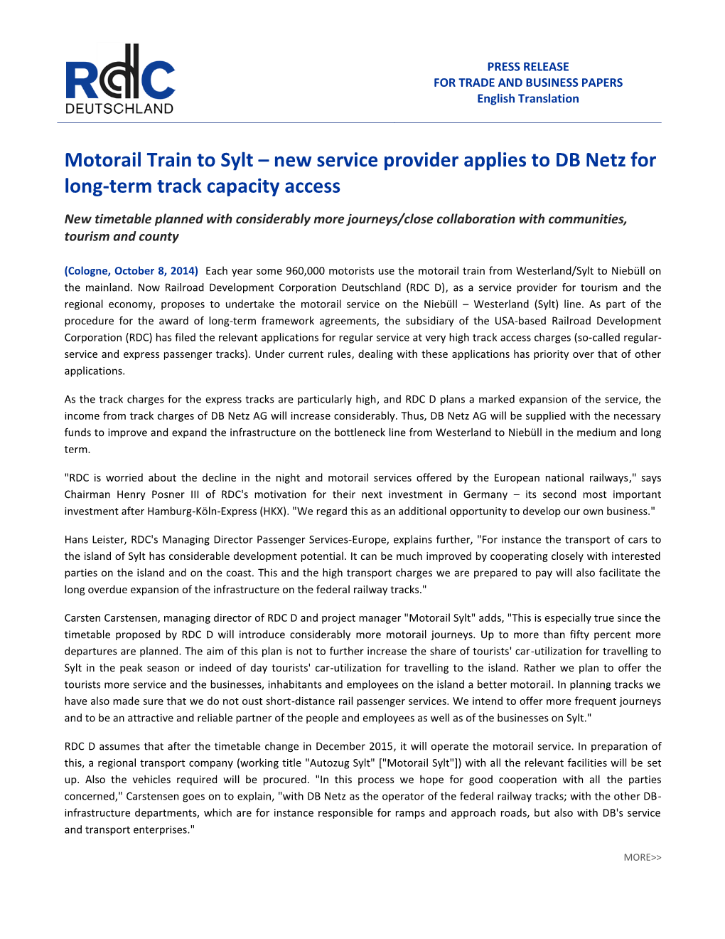 Motorail Train to Sylt – New Service Provider Applies to DB Netz for Long-Term Track Capacity Access