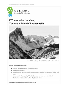 Friends of Kananaskis Country After Three Years of Service