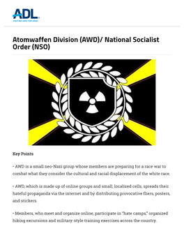 Atomwaffen Division (AWD)/ National Socialist Order (NSO)