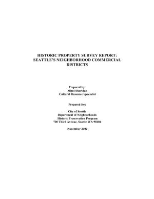 Historic Property Survey Report: Seattle's Neighborhood Commercial