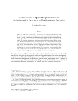 The Lost Throne of Queen Hetepheres from Giza: an Archaeological Experiment in Visualization and Fabrication
