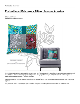Embroidered Patchwork Pillow: Janome America