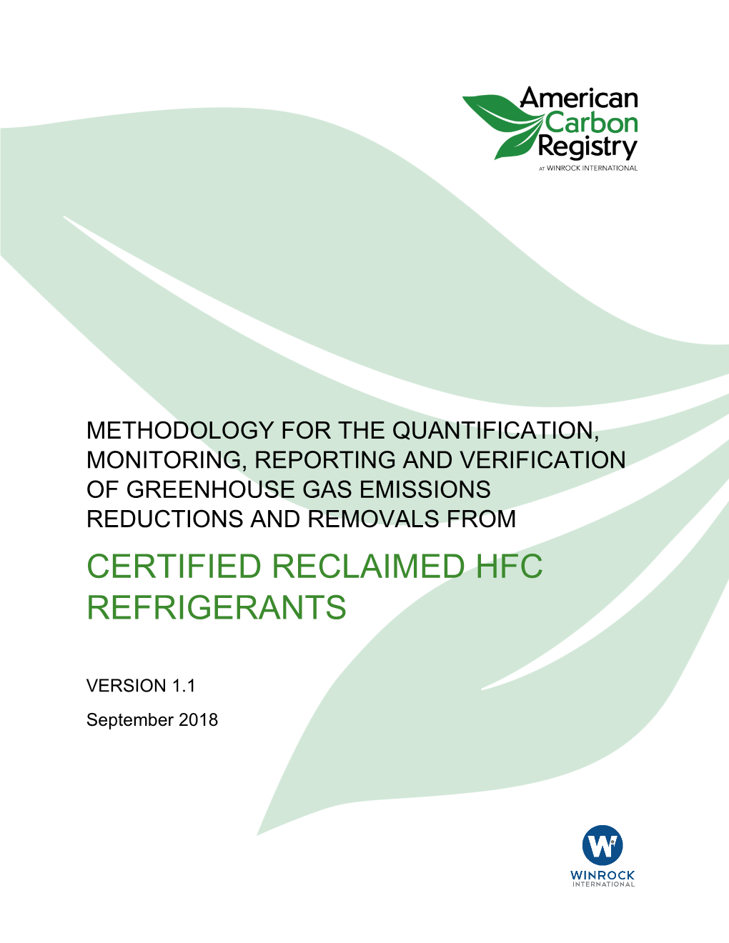 Certified Reclaimed HFC Refrigerants V1.1