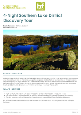 4-Night Southern Lake District Discovery Tour