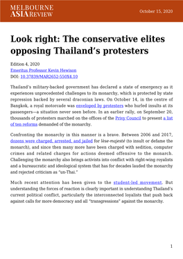 The Conservative Elites Opposing Thailand's Protesters