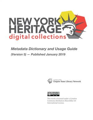 Metadata Dictionary and Usage Guide (Version 5) — Published January 2019