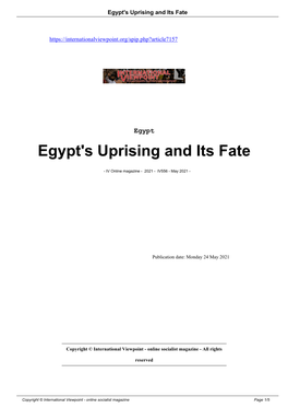 Egypt's Uprising and Its Fate