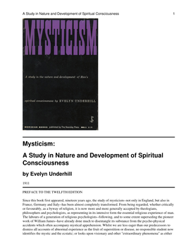 Mysticism: a Study in Nature and Development of Spiritual Consciousness by Evelyn Underhill