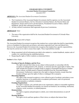 The Associated Student Government Constitution