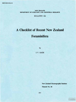 A Checklist of Recent New Zealand Foraminifera