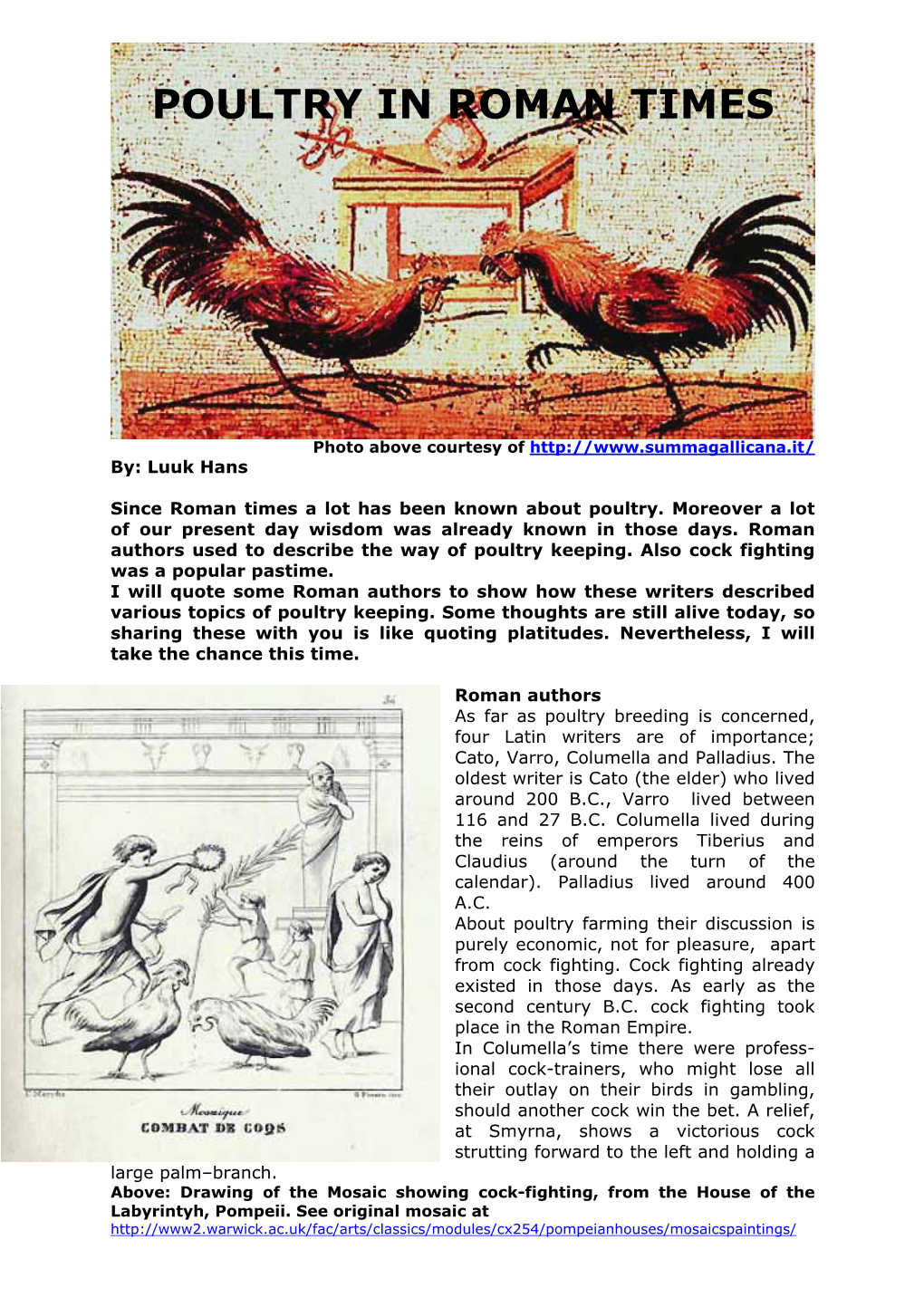 Poultry in Roman Times