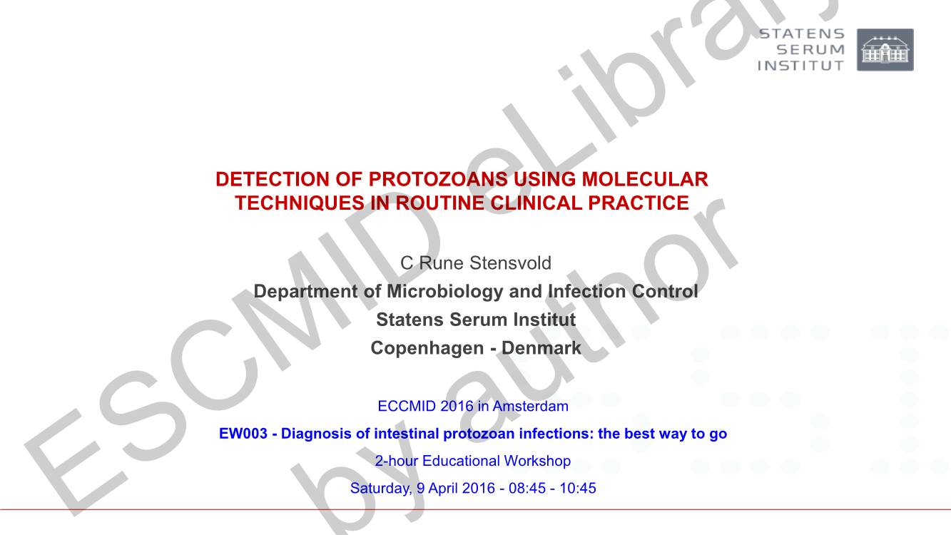 Detection of Protozoans Using Molecular Techniques in Routine Clinical Practice