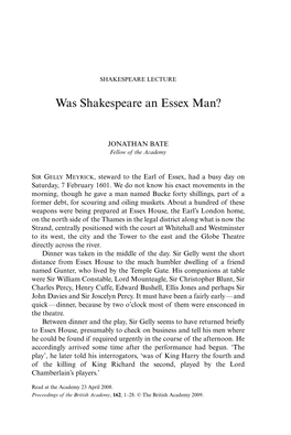 Was Shakespeare an Essex Man?