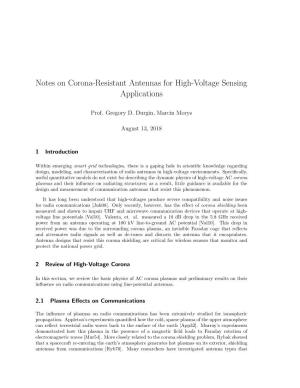 Notes on Corona-Resistant Antennas for High-Voltage Sensing Applications