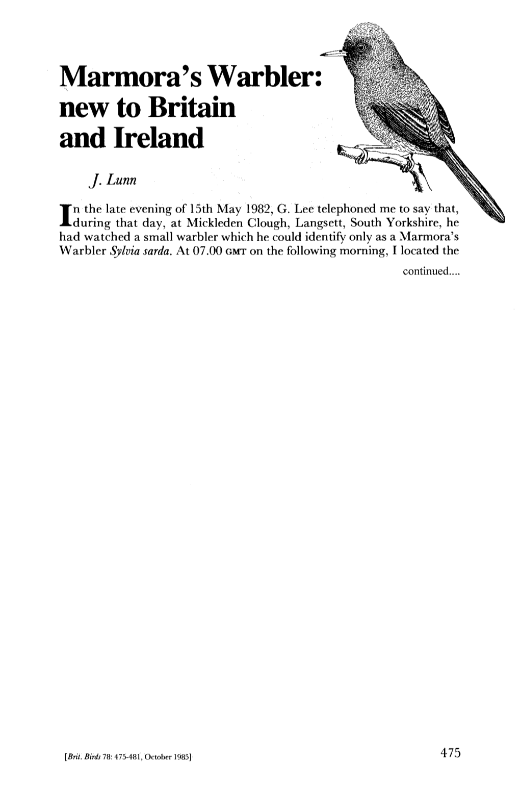 Marmora's Warbler: New to Britain and Ireland J