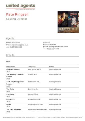Kate Ringsell Casting Director