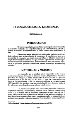14. ZOOARQUEOLOGIA. L. MAMMALIA INTRODUCCION