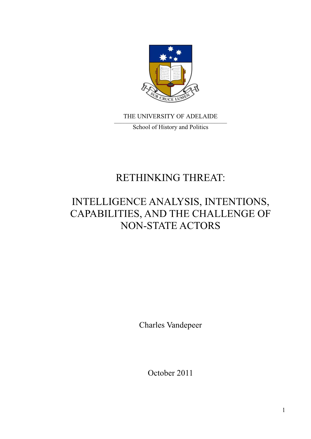 Intelligence Analysis, Intentions, Capabilities, and the Challenge of Non-State Actors