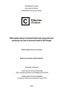 DNA Metabarcoding in Terrestrial Biodiversity Assessment and Monitoring: the Case of Nocturnal Insects in NE Portugal