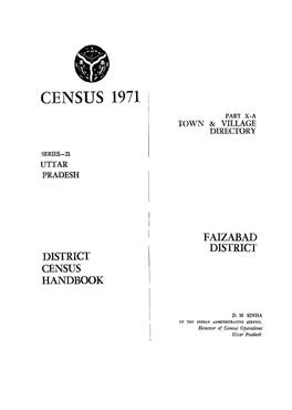 District Census Handbook, Faizabad, Part X-A, Series-21, Uttar Pradesh