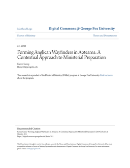 Forming Anglican Wayfinders in Aotearoa: a Contextual Approach to Ministerial Preparation Karen Kemp Kkemp16@Georgefox.Edu