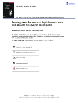 Framing Street Harassment: Legal Developments and Popular Misogyny in Social Media