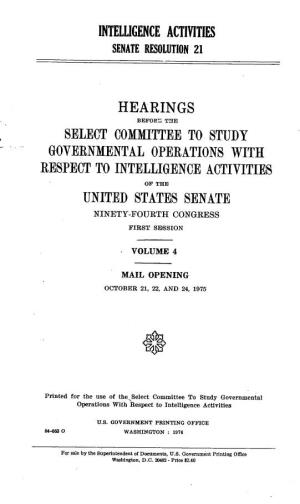 Intelligence Activitifs Senate Resolution 21