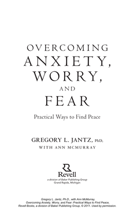 Anxiety, Worry, Fear