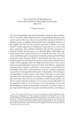 The Language of Impartiality and Party-Political Discourse in England, 1680–1745