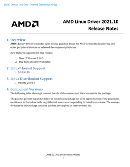 AMD Linux Driver 2021.10 Release Notes