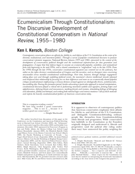 Ecumenicalism Through Constitutionalism: the Discursive Development of Constitutional Conservatism in National Review, 1955–1980