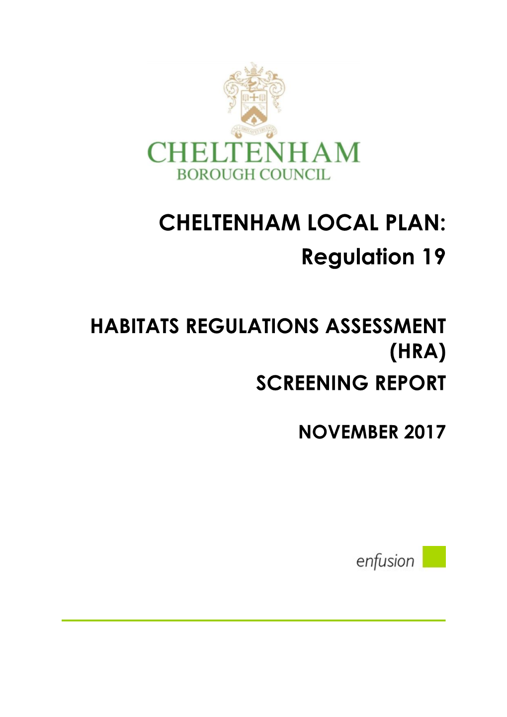 CHELTENHAM LOCAL PLAN: Regulation 19