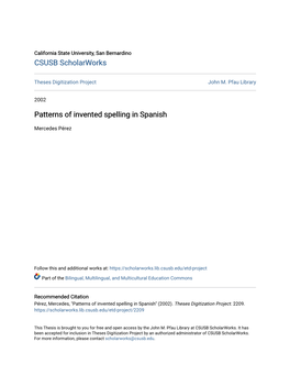 Patterns of Invented Spelling in Spanish