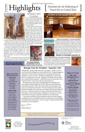 Newsletter for the Performing & Visual Arts in Central Texas