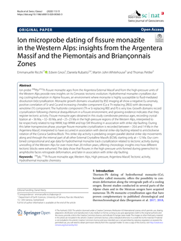 Ion Microprobe Dating of Fissure Monazite in the Western Alps