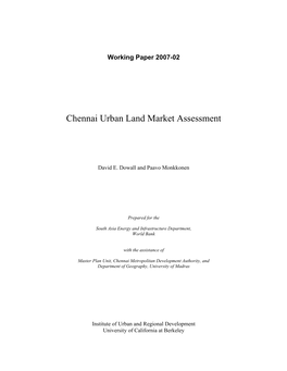 Chennai Urban Land Market Assessment